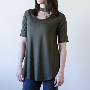 Green Choker Neck Tee